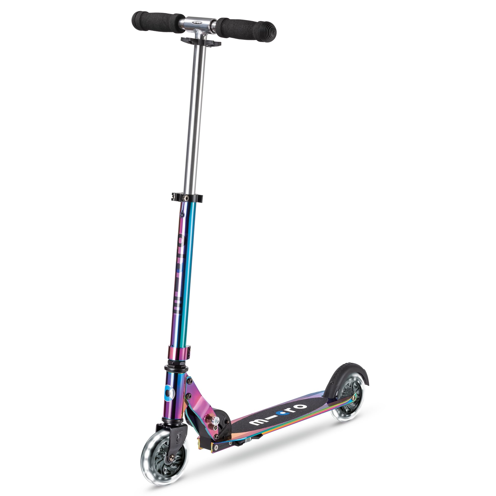 Photo 1 of Micro Kickboard- Sprite LED - 2 Wheeled Kick Scooter Ages 6+, fold-to-Carry, Lightweight, Portable Scooter with Motion-Activated Light-up Wheels (Neochrome)