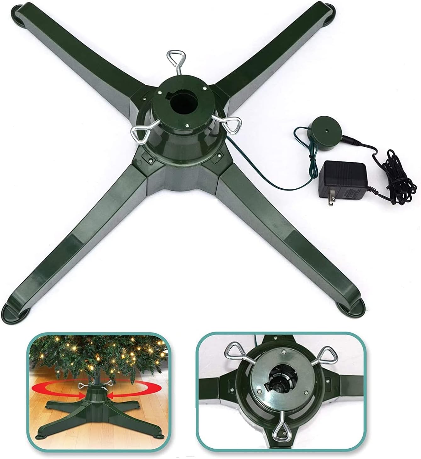 Tree Stands - YardGrow Rotating Christmas Tree Stand for Up to 7.5ft Artificial Tree, Revolving Tree Base ONLY