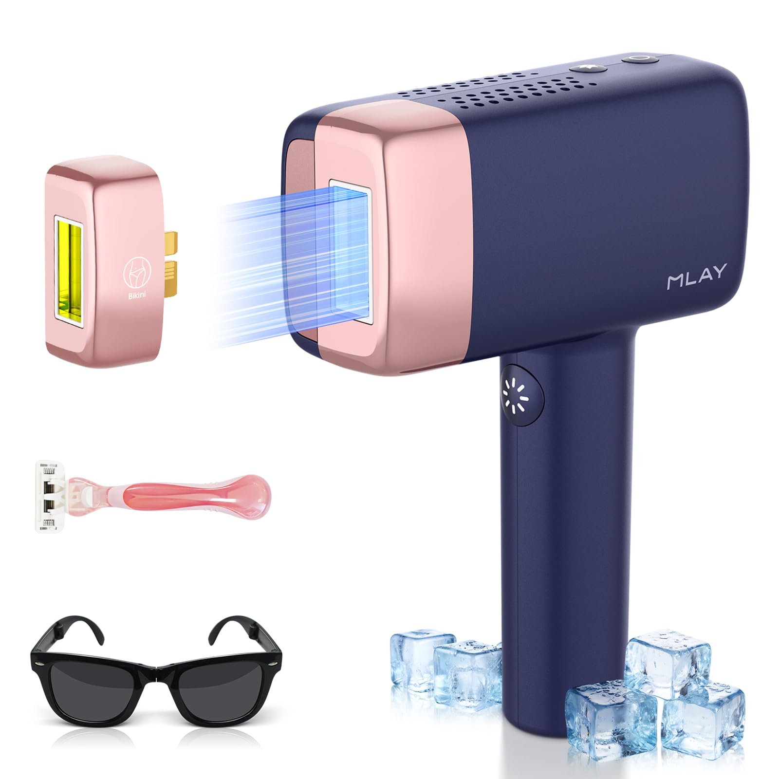 Laser Hair Removal Device with 0.5 s/Flash, Max 20J Energy Ice Cooling System for Painless & Long Lasting Hair Removal, IPL Hair Removal Device with Auto Flash for Men Women for Bikini, Face, Body