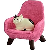 Mevodeata Cute Mini Cat Figurine with Small Sofa Resin Cat Figure for Office Home Decor - Cute Cat Gift for Cat Lovers (Pink Sofa)