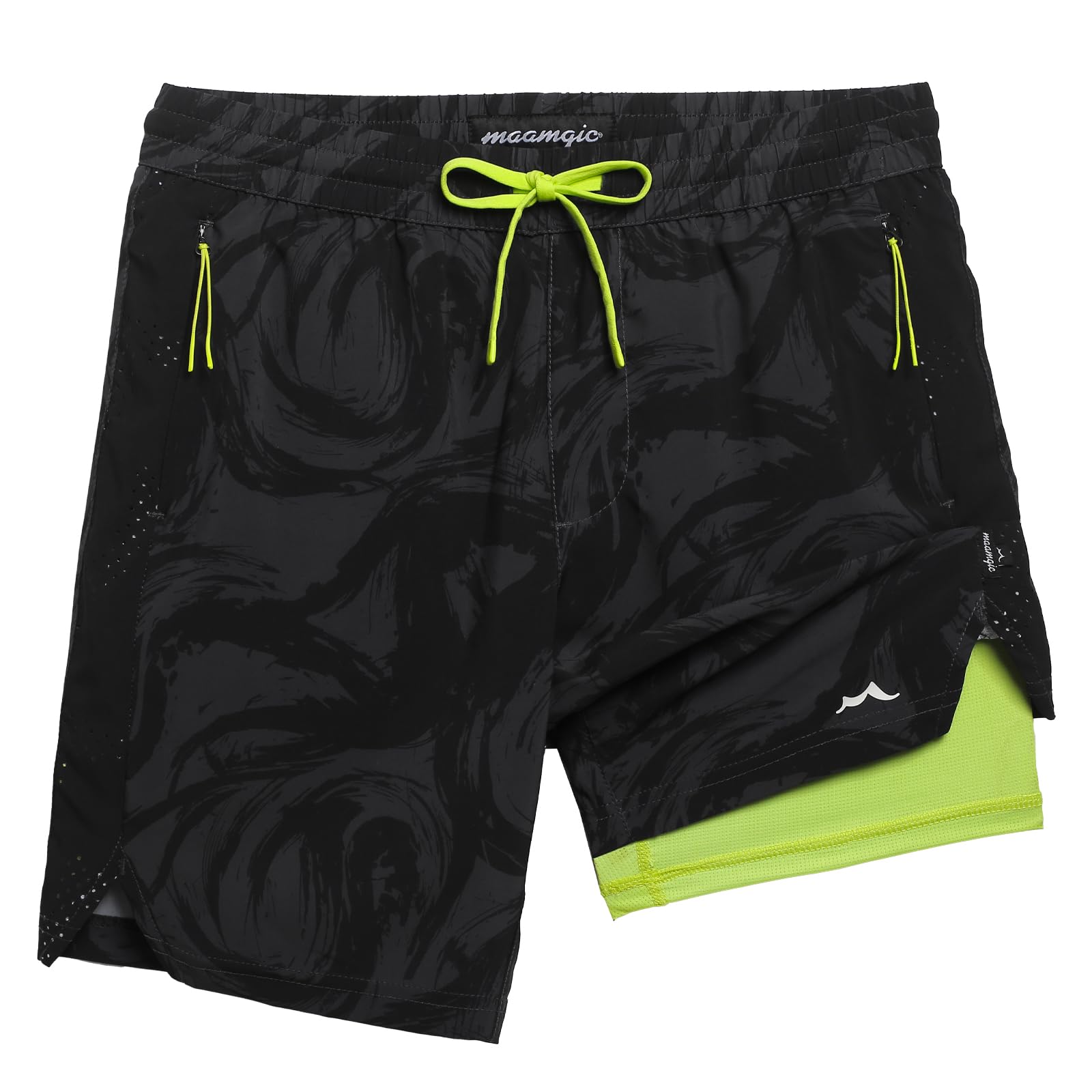 Photo 1 of maamgic Boys Athletic Shorts with Liner Teens Youth 2 in 1 Active Running Sports Soccer Shorts with Zipper Pockets Dark Cyclone 14/16