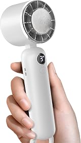 Dnenellr Handheld Fan 2025 5000mAh USB LED Display 3-Speed Portable White view 1