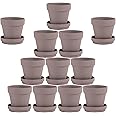 Yishang 12-Pack Grey Terra Cotta Pots with Saucer, 3-Inch, Great for Indoor Plants, Crafts, Wedding Favors