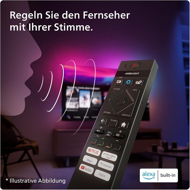 Ambilight 55PUS8109 4K LED Smart TV - 55-Zoll Display mit Pixel-präziser Ultra HD, Titan OS Plattform und Dolby Atmos, Funktioniert mit Alexa und Google Sprachassistent - Satiniertes Chrom