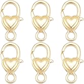 Beebeecraft 1 Box 20Pcs Heart Lobster Claw Clasps 18K Gold Plated Brass Jewelry Lobster Clasps Spring Connector Closure for Jewelry Making Necklaces Bracelet