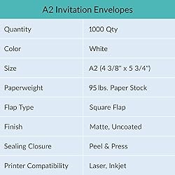 Winlyn 1000 Pcs Bulk A2 Invitation Envelopes in