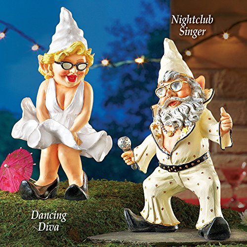 Collections Party Gnomes Funny Outdoor Garden Statue Figurines, Singer