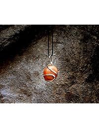 Collar con colgante de curación de cristal de cornalina con diseño de rayas para una mayor resistencia a la motivación, inspiración de valor, piedra auténtica en cadena chapada en plata, colgante de curación de chakra