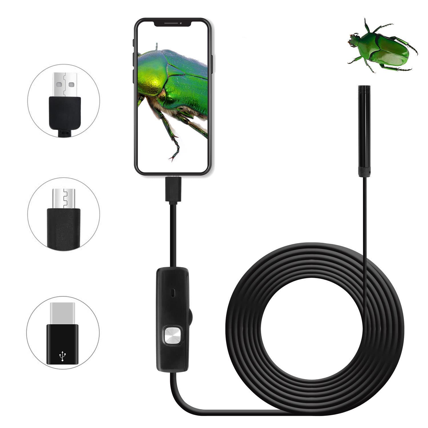 QiCheng&LYS 20201023 QiCheng & LYS Endoscope for Android, USB Endoscope 5.5mm for Android Mobile Phone Tablet PC Desktop Computer,Mobile endoscope (5m)