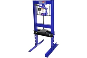 CURTAINBORO 6 Ton Hydraulic Shop Press with Stamping Plates & Pressure Gauge - Heavy Duty H-Frame Garage Floor Press for Bending, Straightening, Installing Bearings & U-Joints