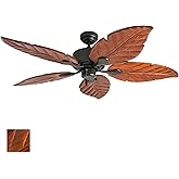 Honeywell Ceiling Fans Willow View, 52 Inch Tropical Indoor Ceiling Fan with No Light, Pull Chain, Three Mounting Options, Ha