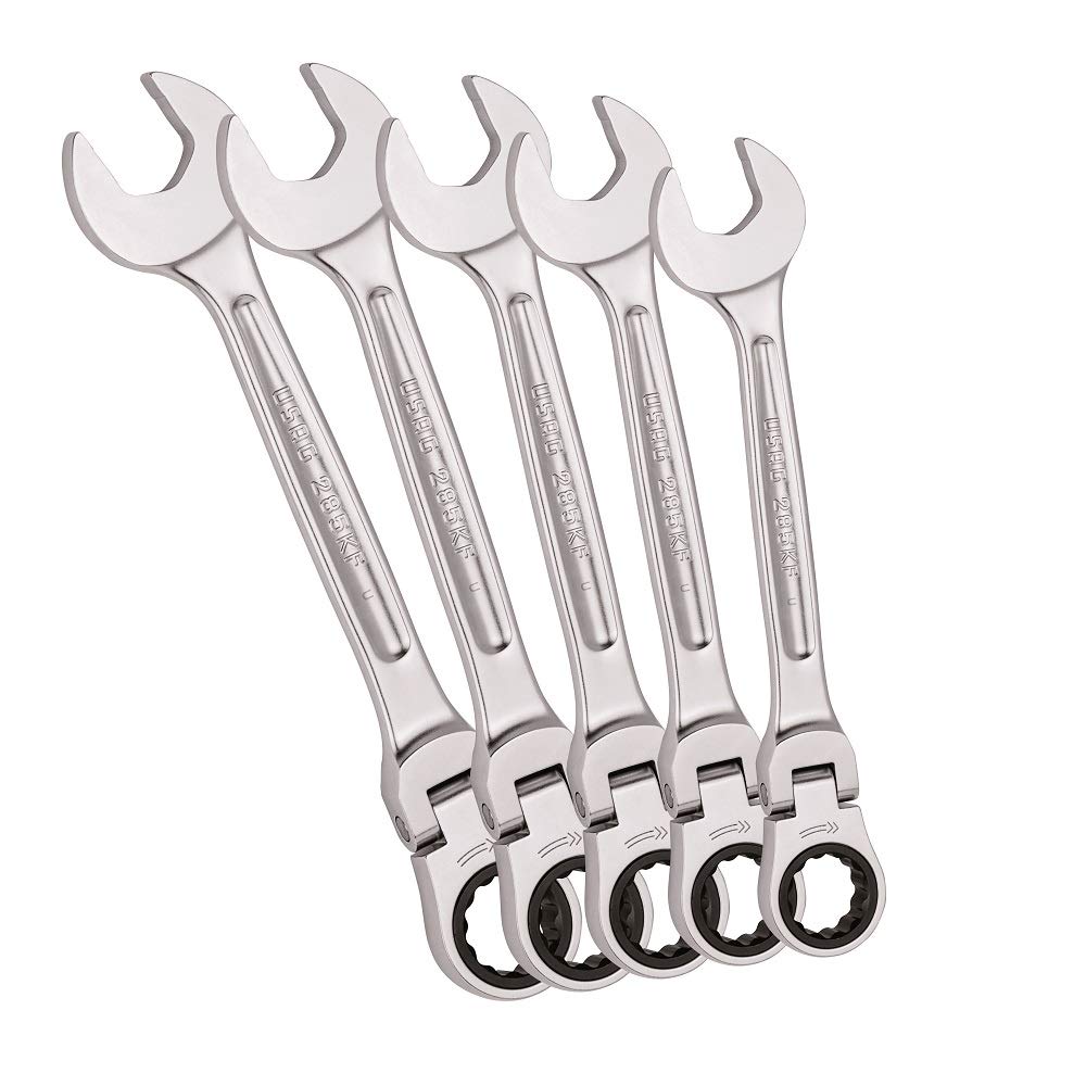 USAG U02856160 - 285 KF/SE5 - Set of 5 hinged jointed reversible ratchet combination wrenches
