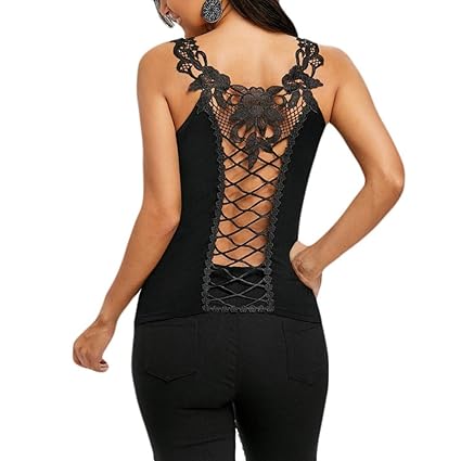 Frauen Oansatz Spitze Schultergurte Zurück Aushöhlen Weste Bluse Tops Venmo Sweatshirt Elegante Spitze Rundhals Bluse Locker 