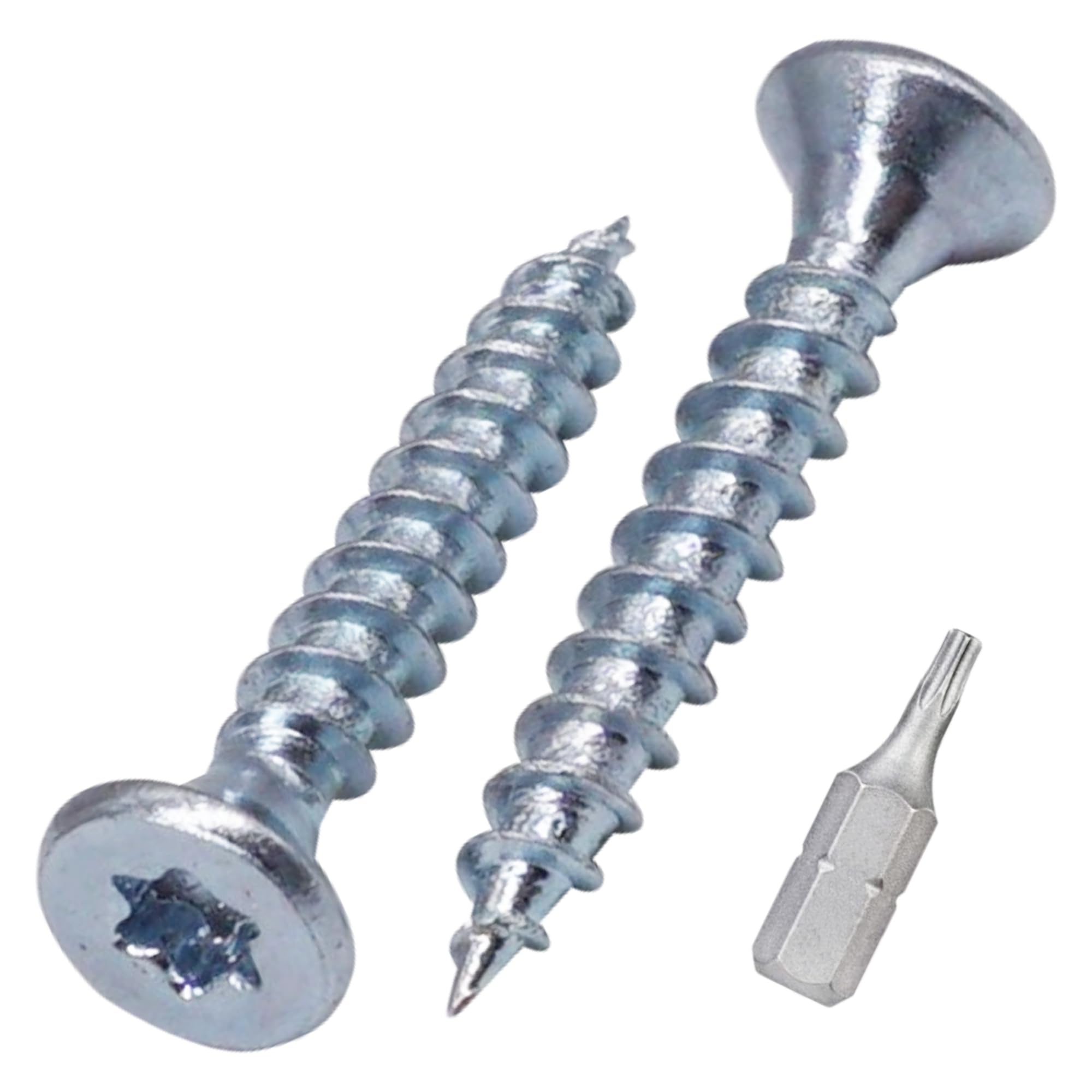 SKIR'CO (100 pcs) Zinc Plated Steel Wood Screws 3.0 x 20 mm, Torx Head, Countersunk Head, Chipboard Screws, Fully Threaded — image 1