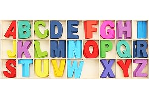 Wooden Capital Letters, 130Pcs Wooden Letters with Storage Tray Set for DIY Craft
