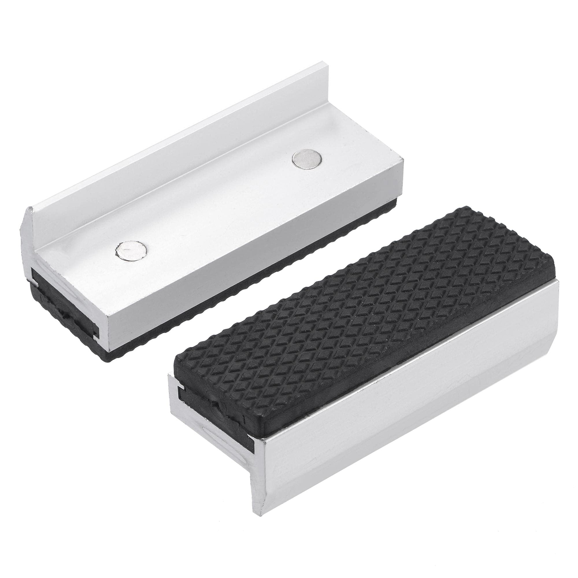 sourcing map 3" Aluminum Vise Jaws with Magnetic, Rubber Pads Covers for Woodworking, DIY Making, Plumbing 1 Pair
