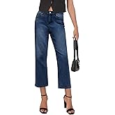 LookbookStore Cropped Jeans for Women High Waisted 90s Baggy Straight Stretchy Denim Pants Trendy Jeans with Pockets