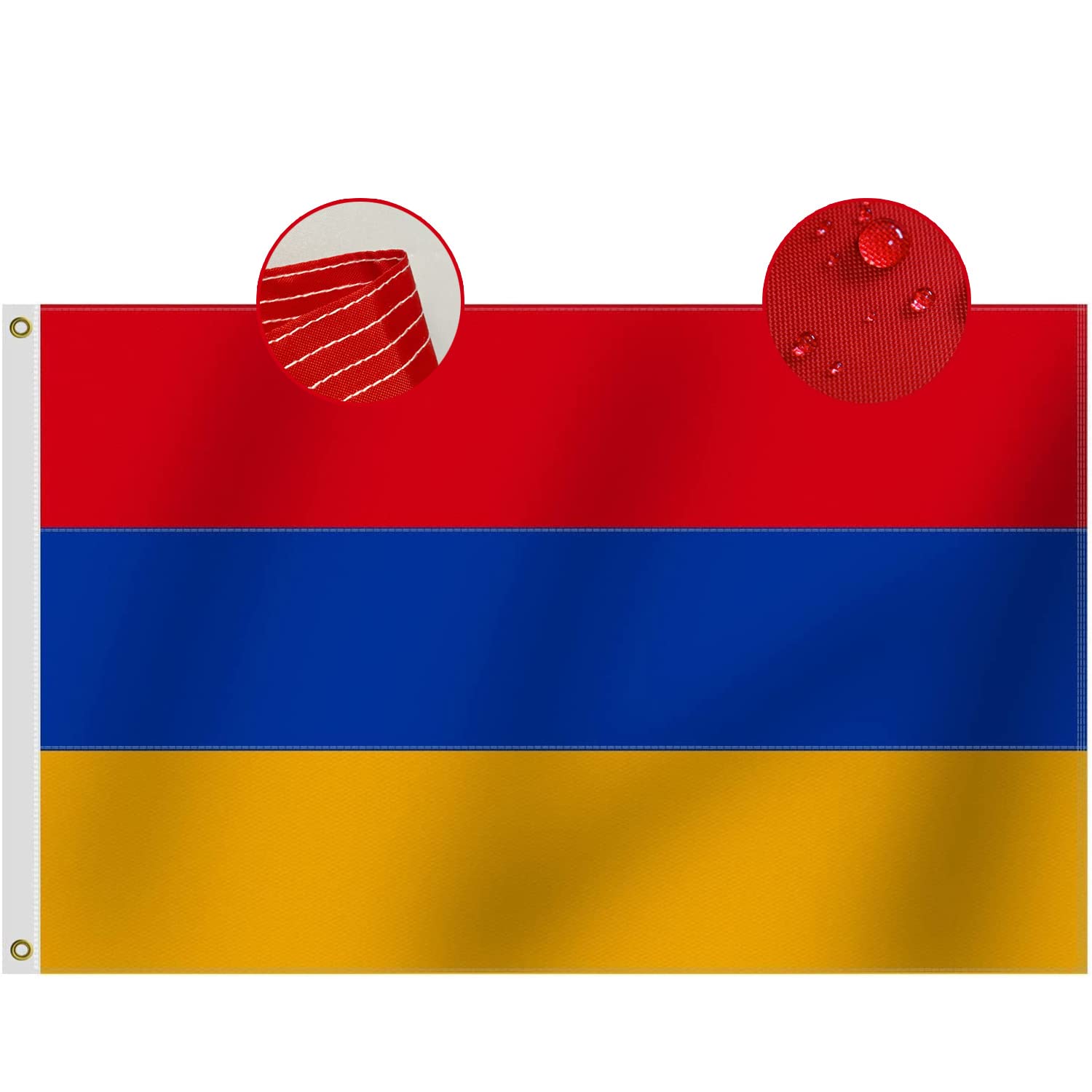 Heavy Duty Armenia Flag 3x5 Ft, Longest Lasting Oxford Nylon 210D|Four Rows Stitching Fly Ends|Armenian National Flags Decoration Gift Yard House Banner