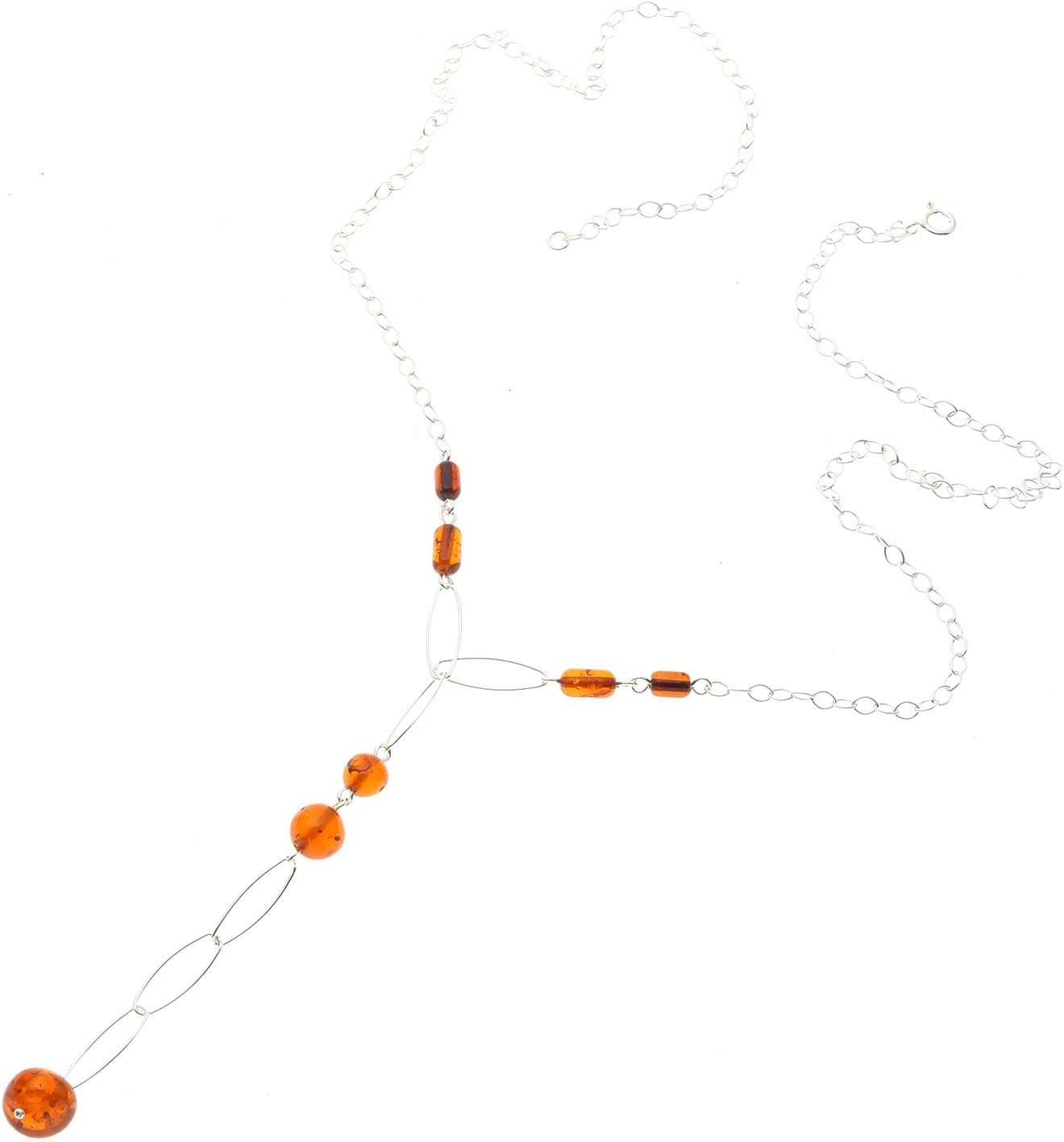 Creazioni Oro 925 Sterling Silver Necklace with Roundshape Multicolour Baltic Amber N9005-NDP