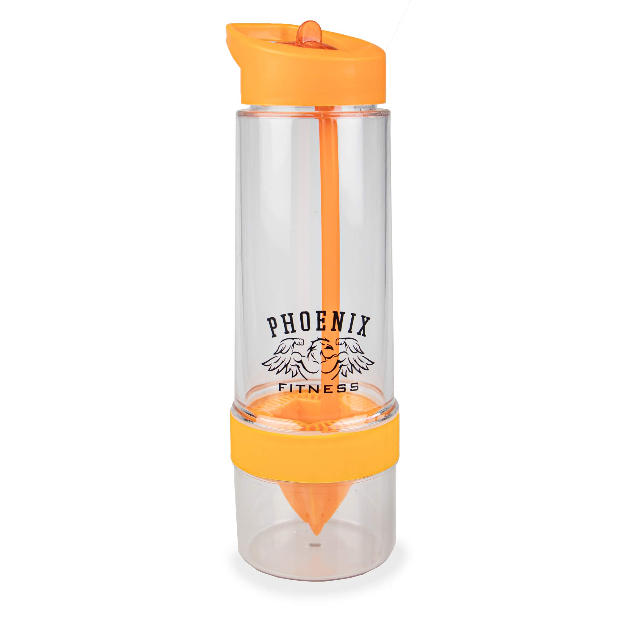 Phoenix Fitness Fruit Infuser Water Bottle - 650ml Fruit Water Bottle with Handle - Naturally Flavoured Fruit Infused Water Bottle - Leakproof with Full Length Infusion Rod for Inspired Taste