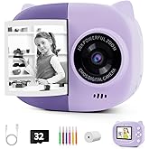 Rongta Instant Print Camera for Kids, Children Portable Photo Printer for Birthday Gifts, Kids Toys, 2.4 Inch Screen Kid Digital Camera for Girls Boys Age 3 4 5 6 7 8 9 10 (Purple)