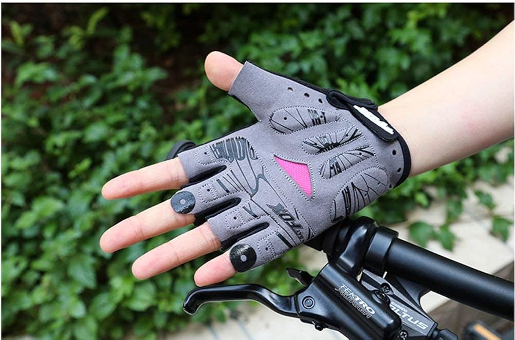 DuShow Cycling Gloves Women Half Finger Gel Padded Bike Gloves Anti-Slip Shock-Absorbing Fingerless Bicycle Short Gloves : Clothing