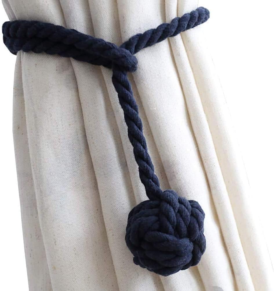 Anjee 2 Pack Curtain Tiebacks Hand Knitting Cotton Rope Tie