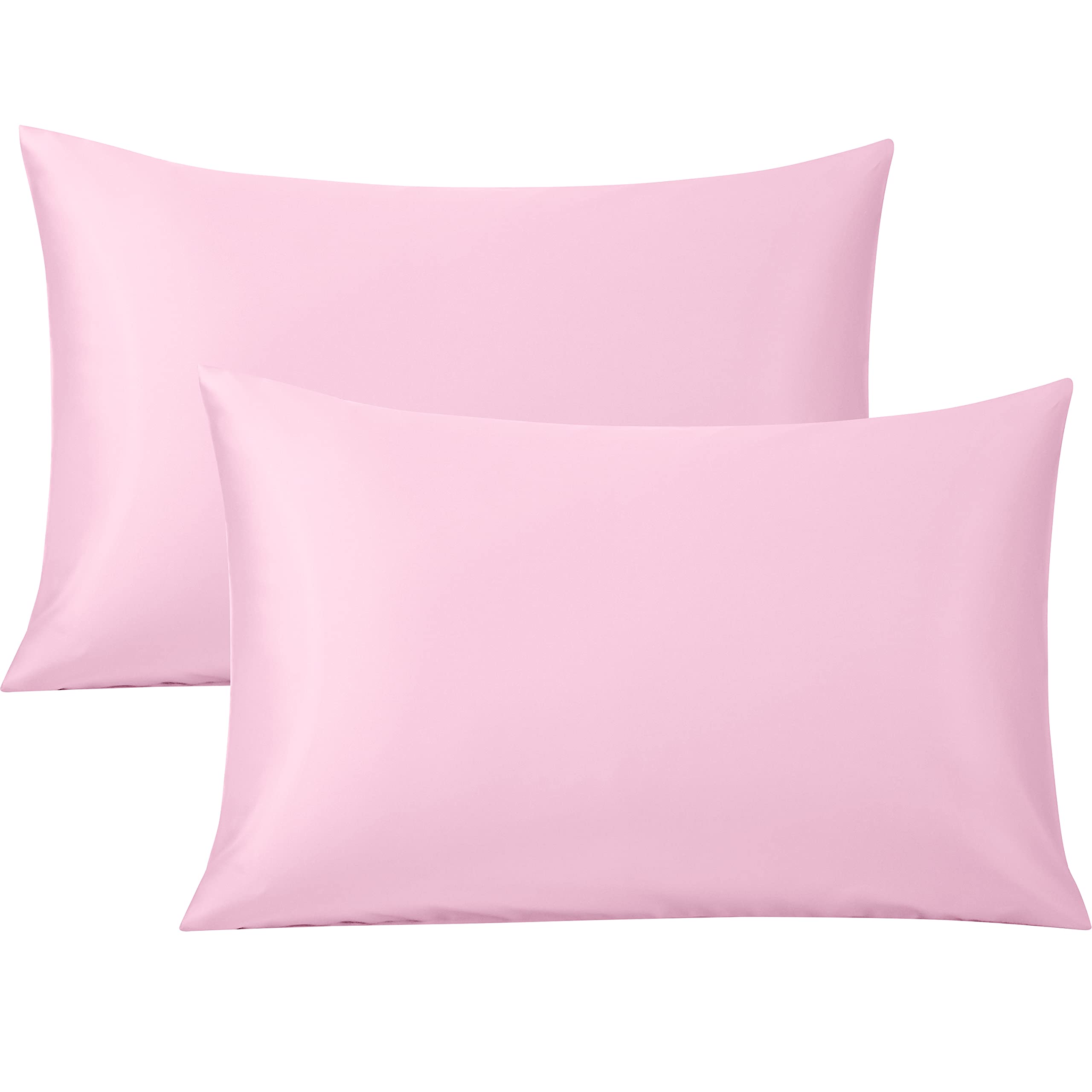 FLXXIE 2 Pack 500 Thread Count 100% Egyptian Cotton Pillowcases, Super Cozy and Breathable Queen Pillow Cases with Envelope Closure, 50x75 cm, Pink
