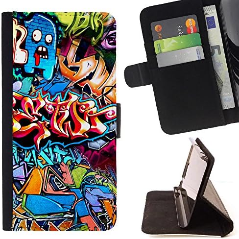STPlus Street Graffiti Art Drawing Wallet Card Holder Cover Case for Apple iPhone 6 Plus/iPhone 6S Plus