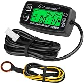 Runleader Digital Tach Hour Meter Engine Temperature Gauge RL-HM035A-TS002 | Alert RPM &amp; Temp,Backlights Display,For Lawn Tractor Compressor Generator,For Snowmobile Marine Jet Ski,For Pit Bike