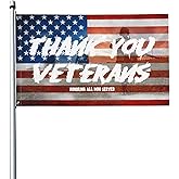 American Flag Memorial Veterans Day Flag 3x5 Ft Fade Proof Outdoor/Inside Thank You Veterans Breeze Flag Garden House Home Decor Double Stitched With Metal Grommets