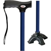 Carex Pivot Cane Tip Walking Cane - Soft Grip, Height Adjustable, Latex Free Cushion Handle - Red, for Women &amp; Men