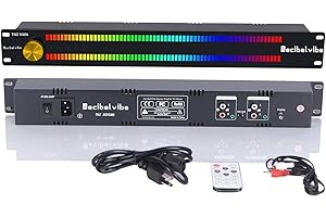 Decibelvibe TNZ SGVUM6 - Audio Graphic VU Meter with Rear RCA/3.5 Auxiliary Input and Output, Wireless Input Through a Built-in Microphone, with 19 Colors for Home, Professionals (Gold)