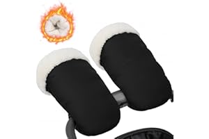 KAKIBLIN Winter Stroller Gloves, Hand Muff for Cold Weather, Universal Ultra-Plush Winter Stroller Mittens for Baby Parents, Warm Waterproof Windproof Strollers Glove Accessories(Black)