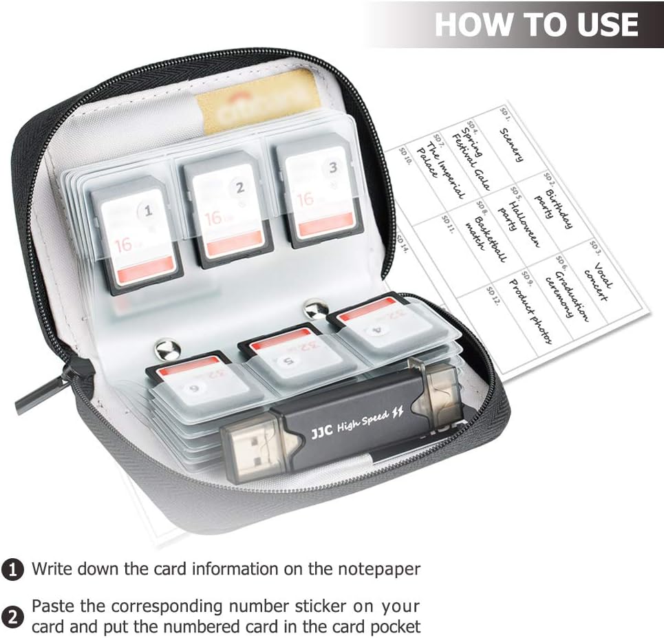 KIWIFOTOS 28 Slots Zippered Memory Card Carrying Case for 24 x SD/SDHC/SDHC cards + 4 x CF (Compact Flash) / XQD Cards - Image 5