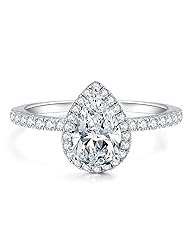 Oivley 2CT Pear Shaped Engagement Rings for Women