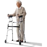VEVOR 2 in 1 Folding Walker &amp; Removable Armrests, Height Adjustable Foldable Walker with 5" Solid Wheels, Lightweight Aluminum | Front Wheeled Mobility Aid for Elderly Handicapped Disabled, 450 Pounds