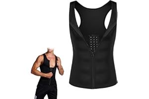 Men's Zipper Waist Trainer Trimmer Vest, Men Compression Shirt for Body Slimming Sauna Girdle Tank Top Shaper