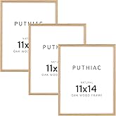 11x14 Oak Wood Picture Frame - Minimalist 11x14 Frame Wood for Wall Art Decor, 11"x14" Natural Solid Wood Poster Frames for Wall Art Photo and Prints(3 Pack, Beige)