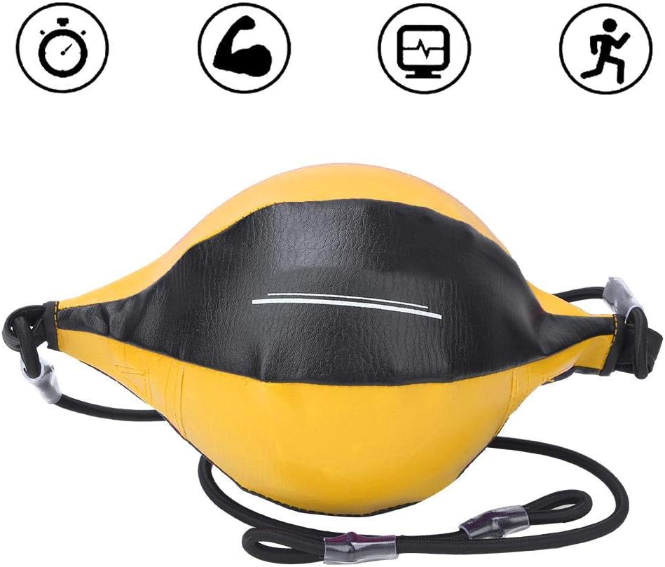 Inflatable Boxing Ball, Double End Speed Punch Rebound Ball, Training Equipment, PU Leather, Yellow and Black, 35cm Length - Image 5