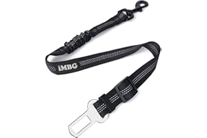 iMBG Dog Seat Belts for Car, Adjustable Nylon Restraint Car Seat Belt for Dog, Strong Dog Car Safety Harness with Elastic Bungee Buffer, 360 Degree Swivel Attach Won't Twist
