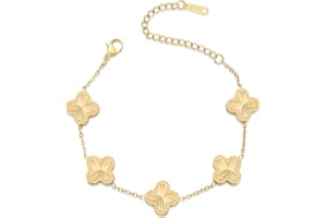 AIPPK 18K Gold Plated Clover Bracelet Dupes Gold Lucky Bracelet for Women Flower Four Leaf Bracelets Danity Jewelry Gifts for Women