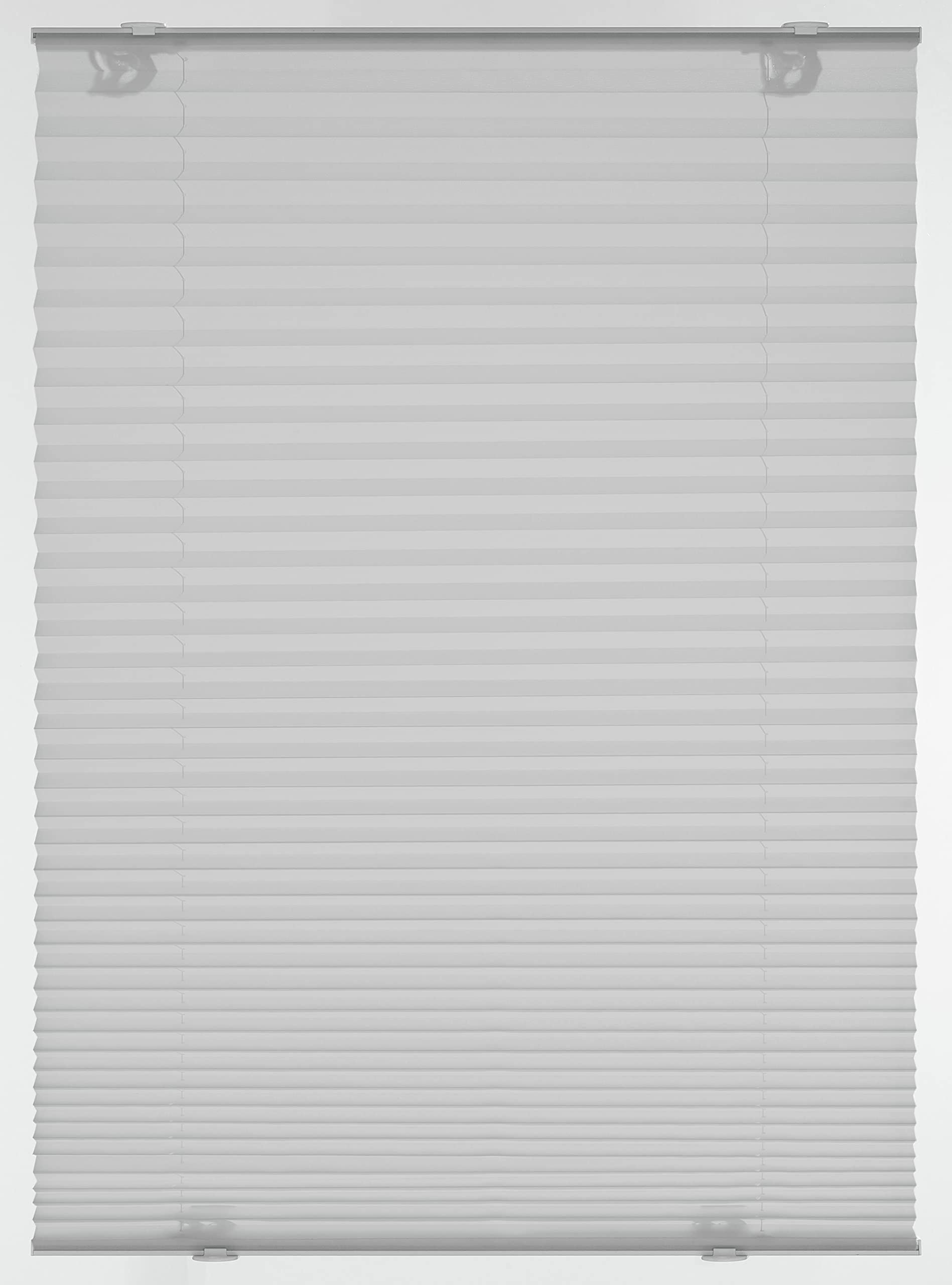 Gardinia Solo Pleated Blind with Suction Cups, Opaque Folding Blind, All Mounting Parts Included, 2 Operating Rails Made of Aluminium, Grey, 50 x 130 cm (W x H)