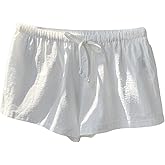 QCGRSQ Women's Drawstring Waist Loose Button Summer Casual Shorts