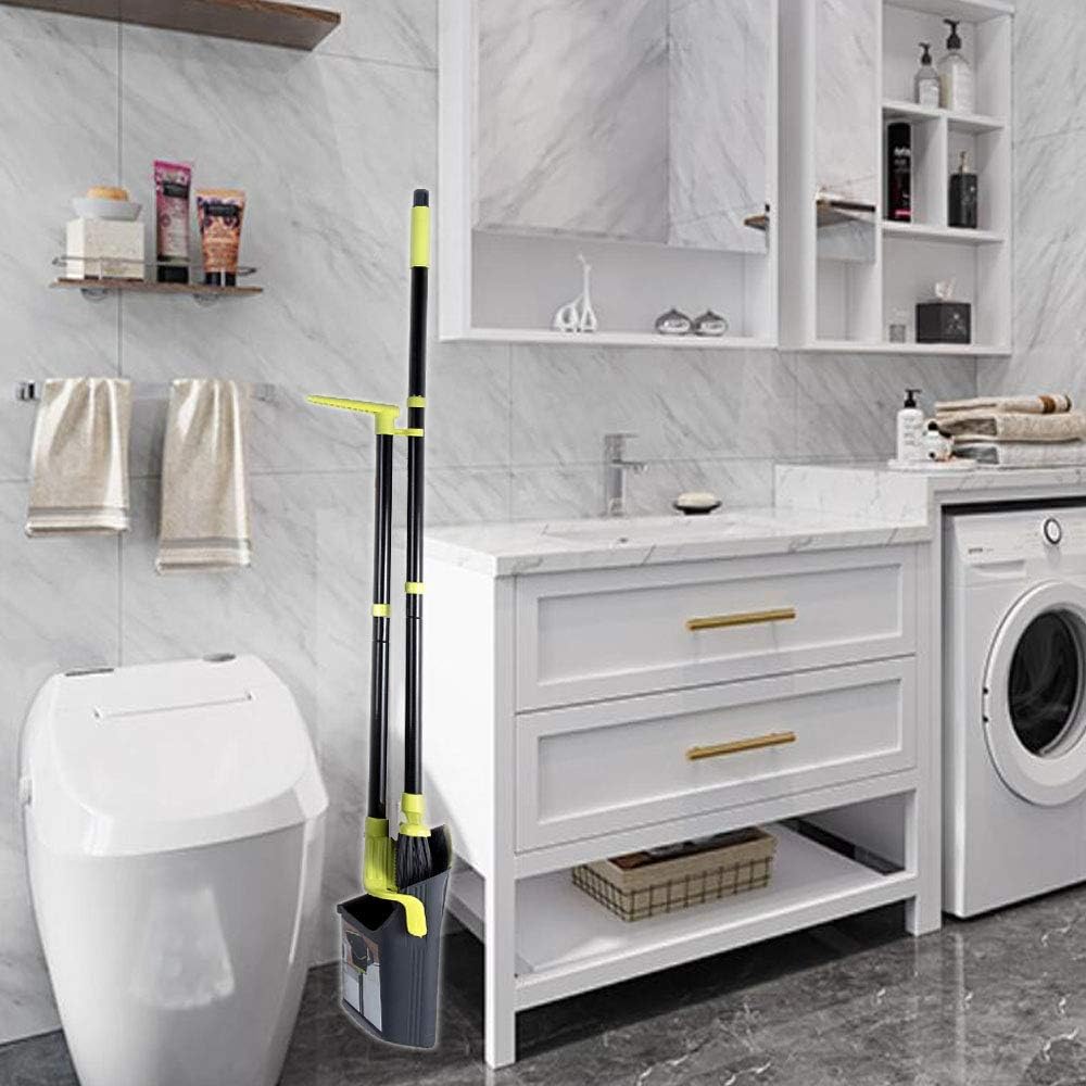 Dust Pan Sweep Set Broom Dustpan Cleans Broom Combo with Long Handle for Home Kitchen Room Office Lobby Upright Stand up Dustpan Broom Set: Kitchen & Dining