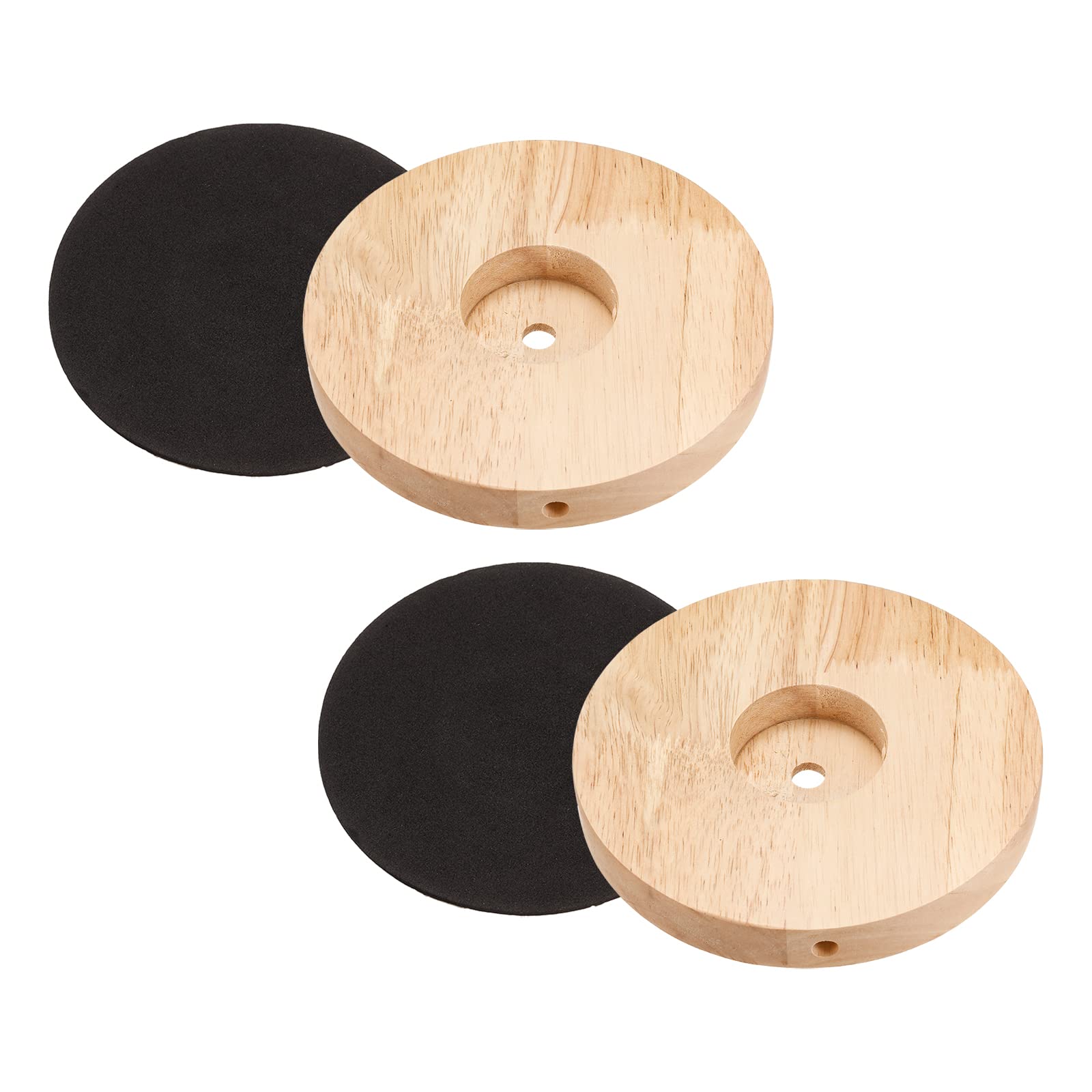 PATIKIL 150mm Wooden Lamp Base, 2 Pack Circular Solid Wooden Base Wood Desk Lamp Stand Replacement for Table Lamps DIY