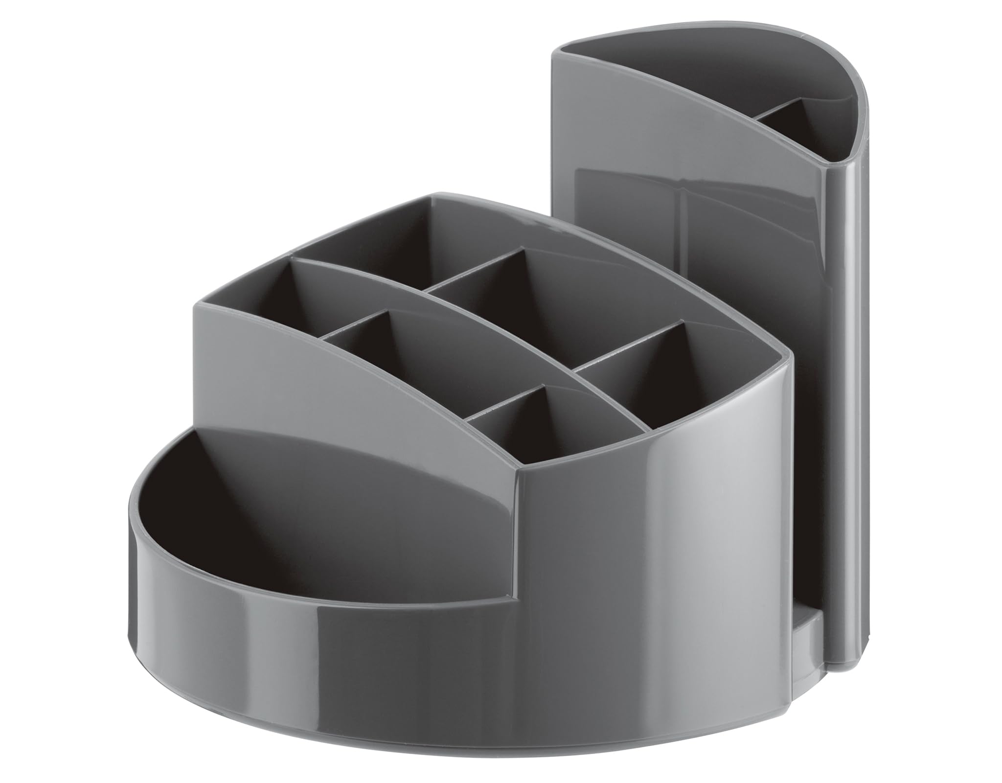 HAN Desk Tidy Rondo - Elegant Desk Tidy with 9 compartments, Sturdy, high-Gloss and in Premium Quality, Dark Grey