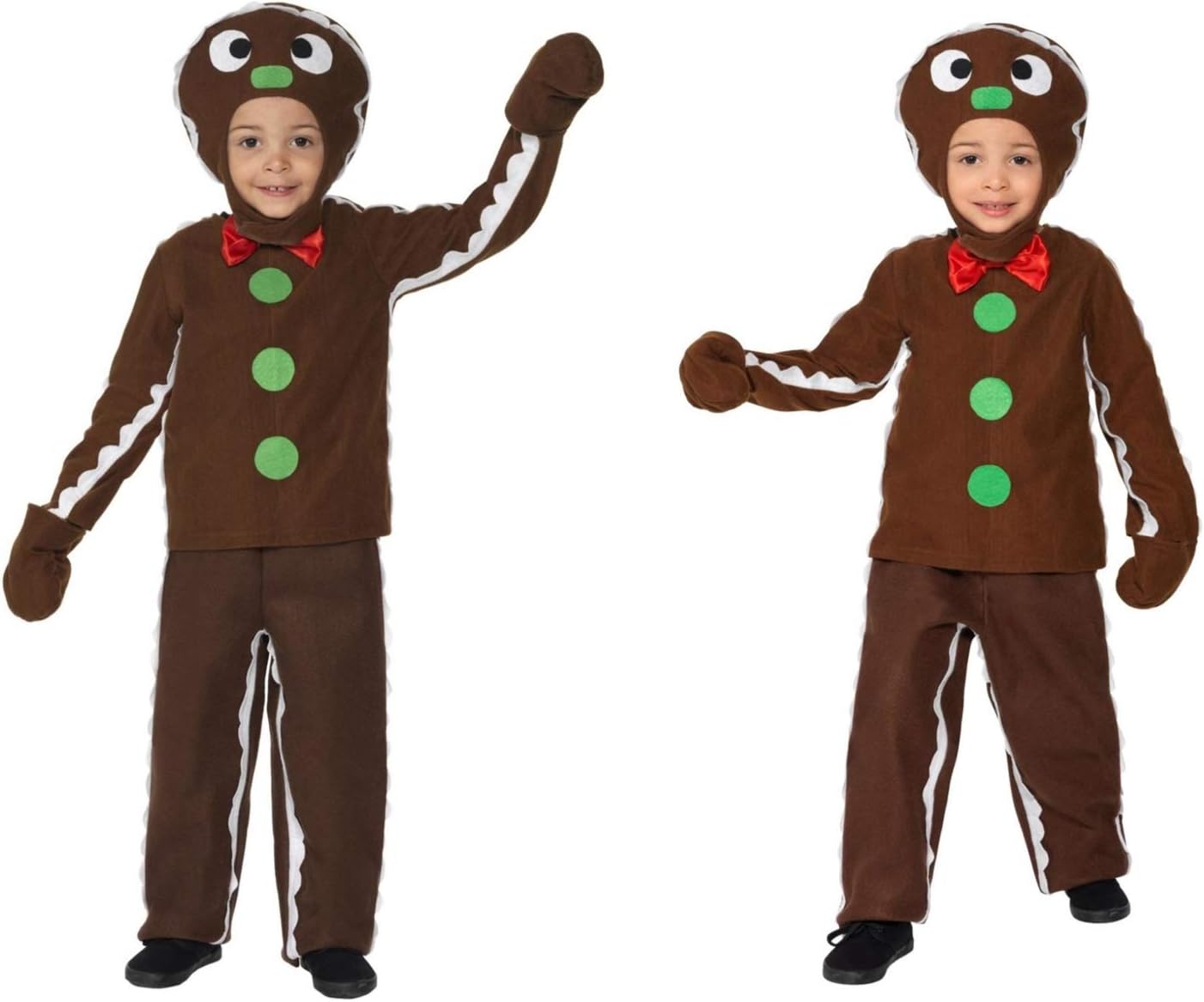Fancy Dress World - Childrens Kids Christmas Little Gingerbread Man Costume - Top Trousers and Headpiece - Christmas Nativity Panto Party Fun 35939 (Small UK Kids 4-6 Years)