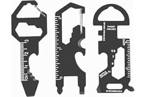 Black Keychain Multi Tool Metal Pocket Gadget 3 Pieces Set for Men Portable No Rust Wrench Ruler Bottle Opener Routine Mainte