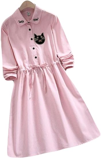 Amazon Sunnuy ワンピース レディース きれいめ 春夏 フォーマル プリント ゆったり マキシ丈 プルオーバー 猫柄 体型カバー 長袖 蝶結び ひざ丈 無地 タイト 大きいサイズ ｖネック ワンピース チュニック 通販